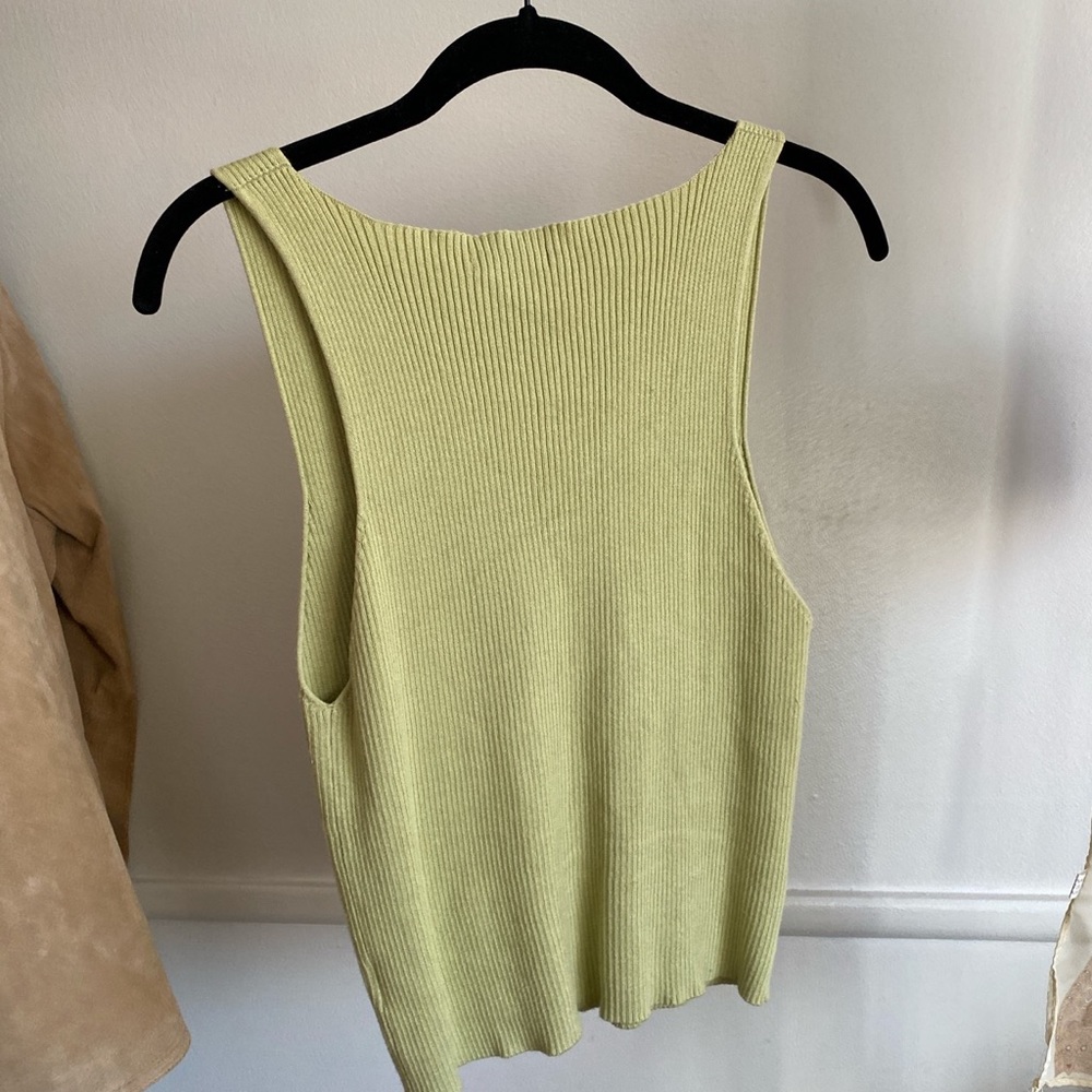 Green Ribbed Tank Top - Picture 2 of 2